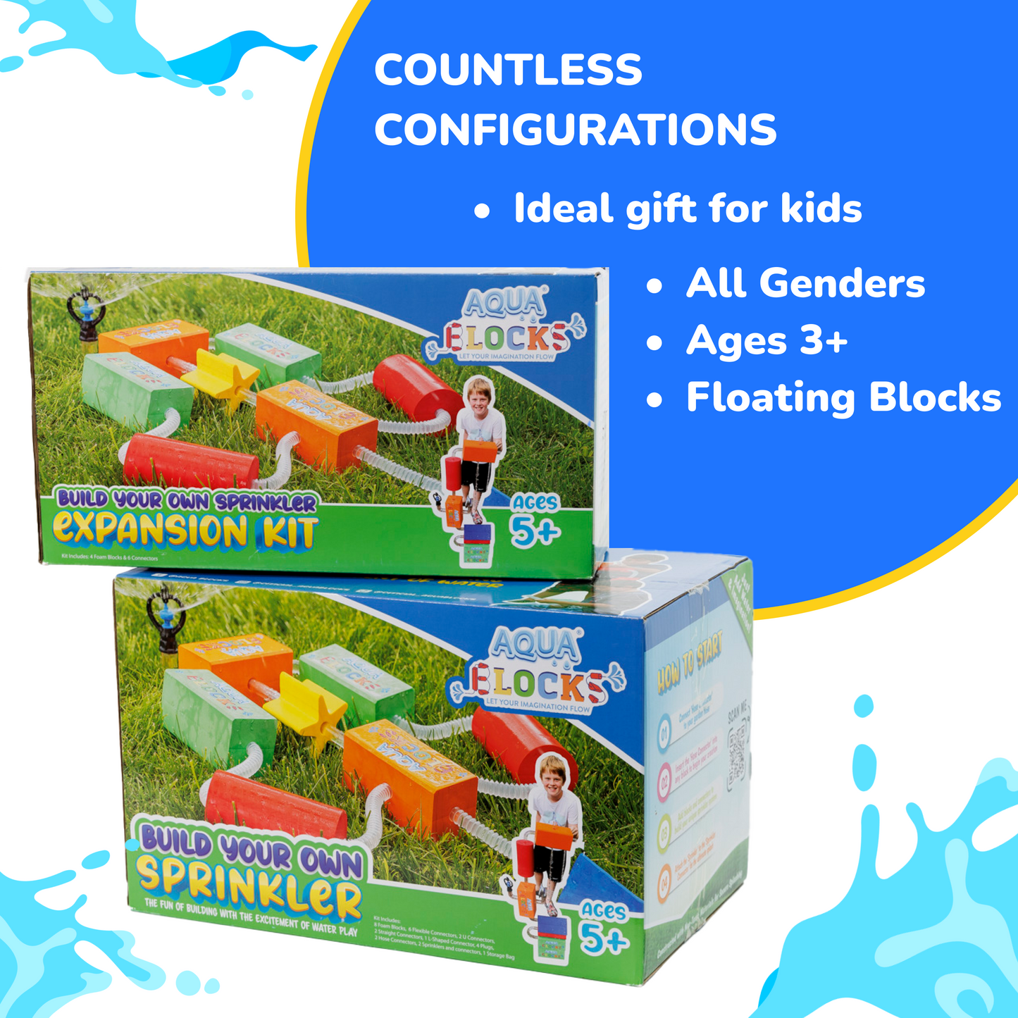 Aqua Blocks Innovative STEAM Water Toy for Outdoors, Ideal as Birthday Gift for Boys and Girls