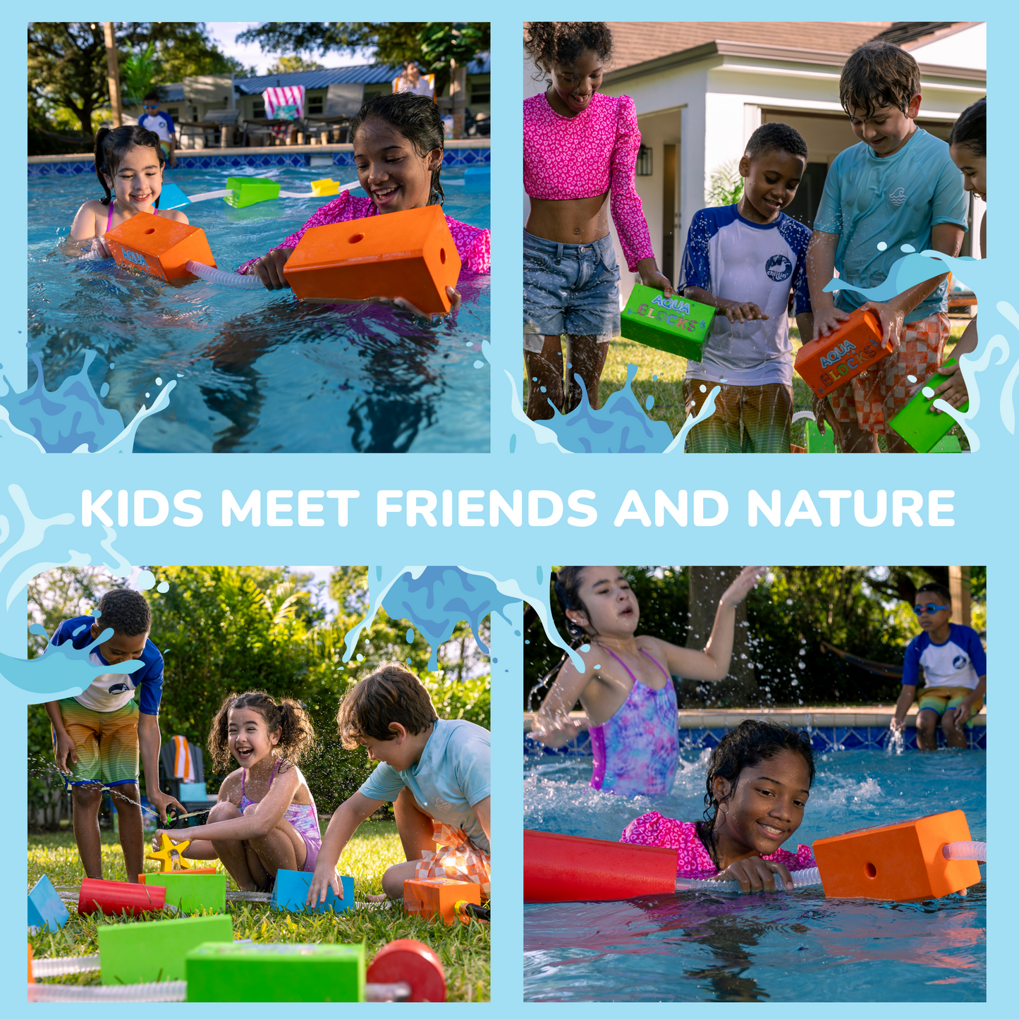 Aqua Blocks Innovative STEAM Water Toy for Outdoors, Ideal as Birthday Gift for Boys and Girls