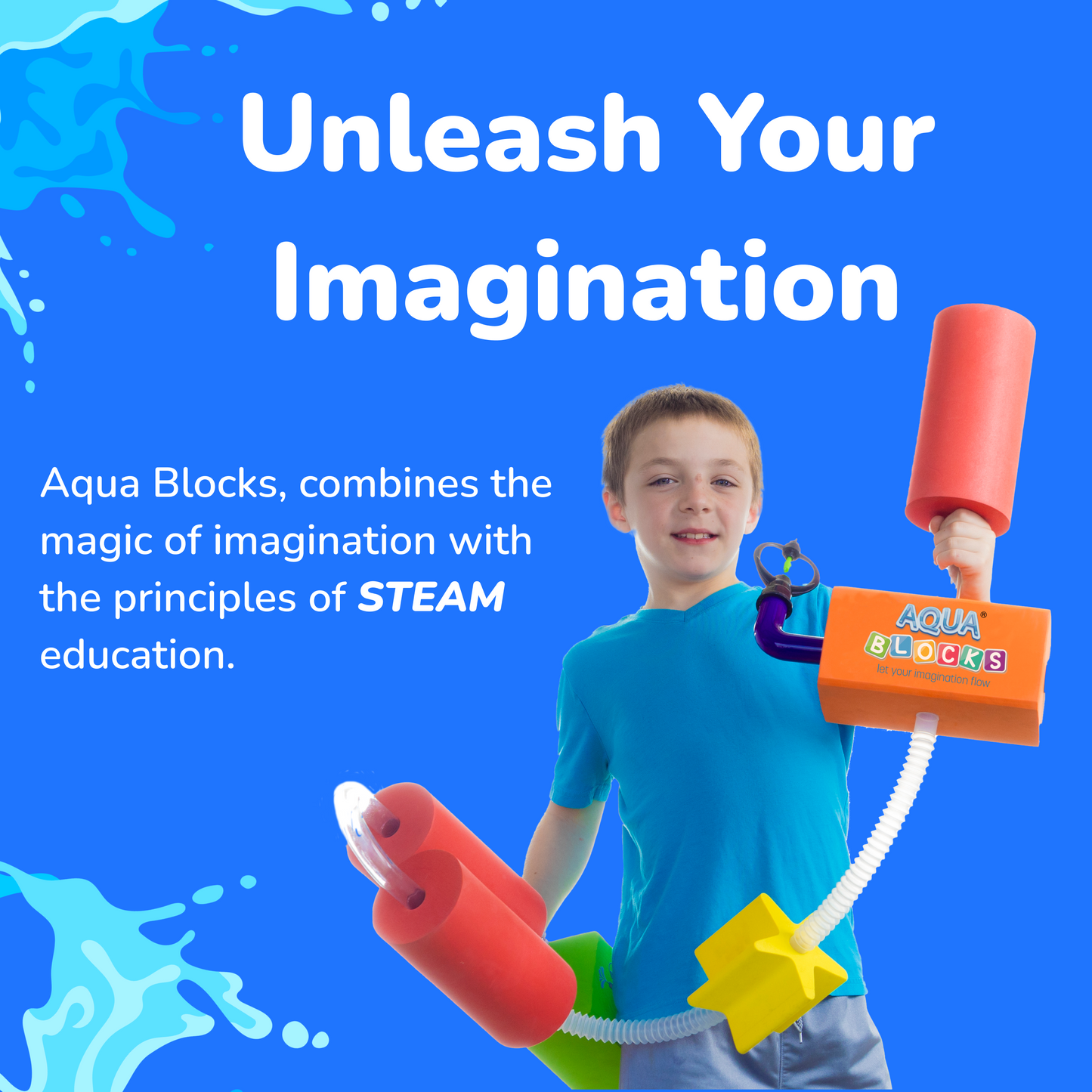 Aqua Blocks Innovative STEAM Water Toy for Outdoors, Ideal as Birthday Gift for Boys and Girls